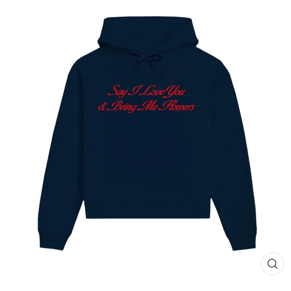 Shop Kristin Jones Say I Love You & Bring Me Flowers Navy Hoodie Sweatshirt